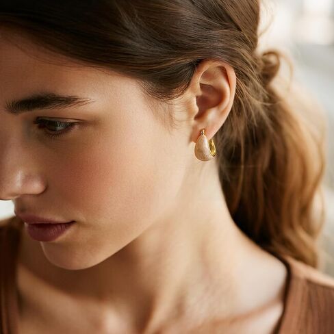 Sonateomber Thick Chunky Huggie Hoop Earrings for Women Girls – Statement Vintage Gold Pated Cubic Zirconia Sensitive Ears Hypoallergenic Stud Jewelry Gift… in Saudi Arabia