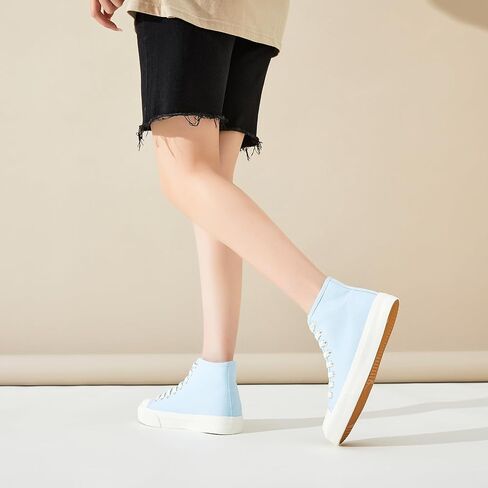 Uoidru High Top Sneakers for Women Canvas Shoes White Canvas High Tops Women Casual Shoes Lace Up Fashion Sneakers in Saudi Arabia