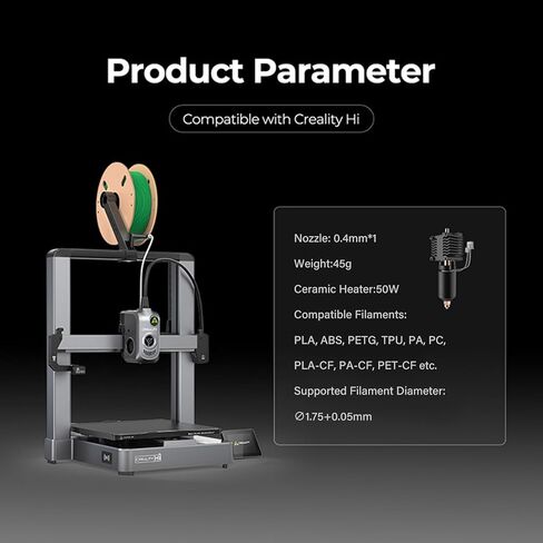 مجموعة CREALITY K2 PLUS CERAMIC HOTEND ، مع فوهة حامية من الصلب الصلب 0.4 مم ، جميع البثق المدمج ببذل البث الساخن ، 350 ℃ كتلة تسخين عالية ، والتوصيل الحراري العالي in Kuwait