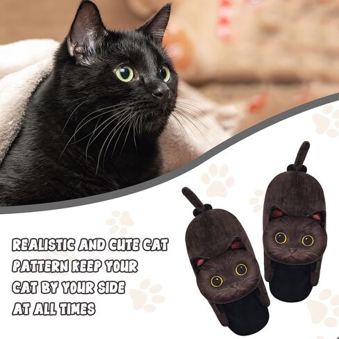 Funny Fuzzy Cat Slippers for Women - Fluffy House Shoes, Cute Animal Slippers for Indoor & Outdoor, Soft Non-Slip, Cat Gifts for Lovers, Christmas Gifts for Girls/Mom/Men in Kuwait
