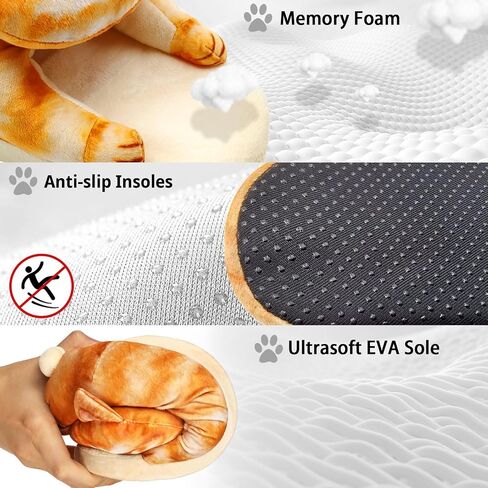 Funny Fuzzy Cat Slippers for Women - Fluffy House Shoes, Cute Animal Slippers for Indoor & Outdoor, Soft Non-Slip, Cat Gifts for Lovers, Christmas Gifts for Girls/Mom/Men in Kuwait