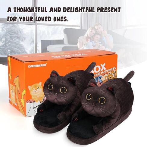 Funny Fuzzy Cat Slippers for Women - Fluffy House Shoes, Cute Animal Slippers for Indoor & Outdoor, Soft Non-Slip, Cat Gifts for Lovers, Christmas Gifts for Girls/Mom/Men in Kuwait