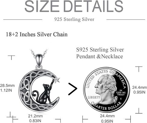 SHEAISRS Celtic Moon Black Cat Necklace for Women Abalone Tree of life Necklace Sterling Silver 2 Cat Jewelry for Women Gifts for Cat Lovers in Saudi Arabia