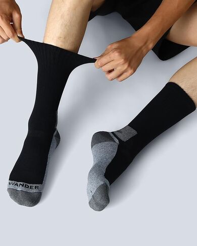 WANDER Merino Wool Hiking Socks Men Women Moisturing Wicking Lightweight 3 Pairs Cushioned Breathable Crew Work Boot Socks in Kuwait