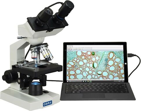 OMAX 40-2500X LED Digital Binocular Compound Microscope USB Camera + Blank Slides + Covers + Lens Paper in Kuwait