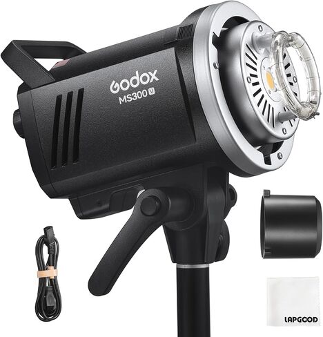 غودوكس فلاش ستوديو LED MS300V 300 واط، 2.4G لاسلكي 5600±200 كلفن CCT LED 0.1~1.8S وقت إعادة التدوير حامل بوينز مع مصباح نمذجة LED، استقرار خرج طاقة متميز أحادي الضوء للتصوير الفوتوغرافي في الاستوديو in Saudi Arabia