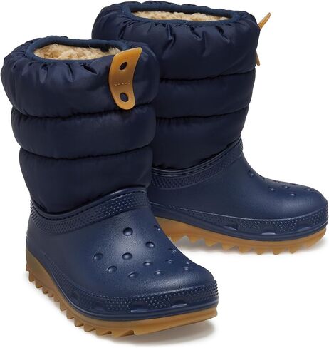 Crocs Classic Lined Neo Puff Fuzzy Winter Boots Snow, Black, 11 US Unisex Little Kid in Kuwait