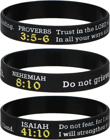 kilofly 3pcs Christian Religious Scripture Bible Verse Rubber Bracelet Wristband in Kuwait