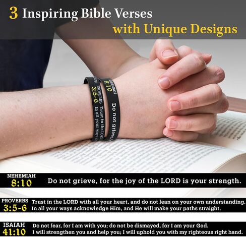 kilofly 3pcs Christian Religious Scripture Bible Verse Rubber Bracelet Wristband in Kuwait