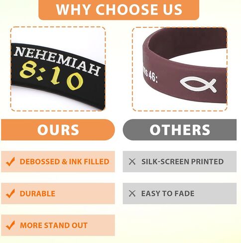 kilofly 3pcs Christian Religious Scripture Bible Verse Rubber Bracelet Wristband in Kuwait