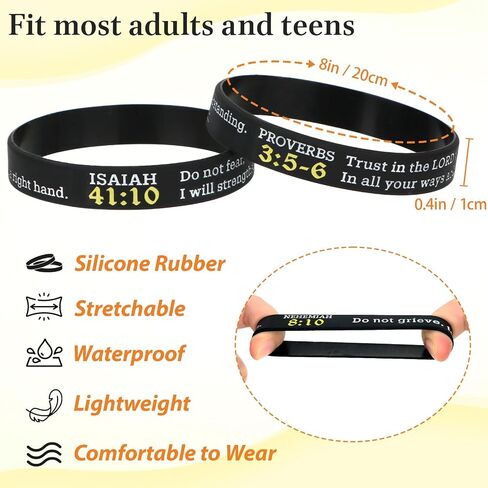 kilofly 3pcs Christian Religious Scripture Bible Verse Rubber Bracelet Wristband in Kuwait