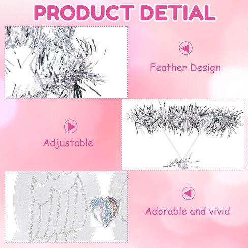 Tigeen 24 Pcs Angel Wings and Sets for Adults 12 Pcs Wings and 12 Pcs Headbands Butterfly Wings for Angel Fairy Dress up Costume for Christmas Halloween Pageants Creative Play in Saudi Arabia