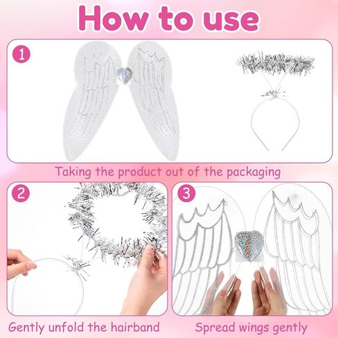 Tigeen 24 Pcs Angel Wings and Sets for Adults 12 Pcs Wings and 12 Pcs Headbands Butterfly Wings for Angel Fairy Dress up Costume for Christmas Halloween Pageants Creative Play in Saudi Arabia