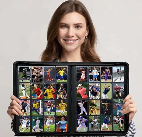 16 Pocket Card Binder, 1000+ Premium Zip Trading Card Binder, Double Sided Pocket Card Binder Album, Ringless Card Folder for MTG, TCG, Sports Card (Black, 16Pockets) in Saudi Arabia