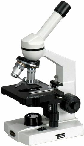 AmScope M220A Monocular Compound Microscope, WF10x and WF16x Eyepieces, 40x-640x Magnification, Tungsten Illumination, Brightfield, 1.25 NA Abbe Condenser, Coaxial Coarse and Fine Focus, Mechanical Stage, 110V in Saudi Arabia