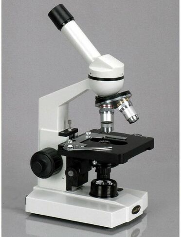 AmScope M220A Monocular Compound Microscope, WF10x and WF16x Eyepieces, 40x-640x Magnification, Tungsten Illumination, Brightfield, 1.25 NA Abbe Condenser, Coaxial Coarse and Fine Focus, Mechanical Stage, 110V in Saudi Arabia