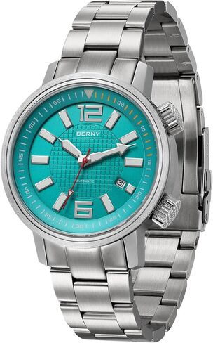 BERNY Automatic Mechanical Dive Watch for Men Self Winding Sport Stainless Steel Strap Wristwatches Waterproof 20ATM Sapphire Glass Scratch Resistant Super Luminous（No Battery Required in Saudi Arabia
