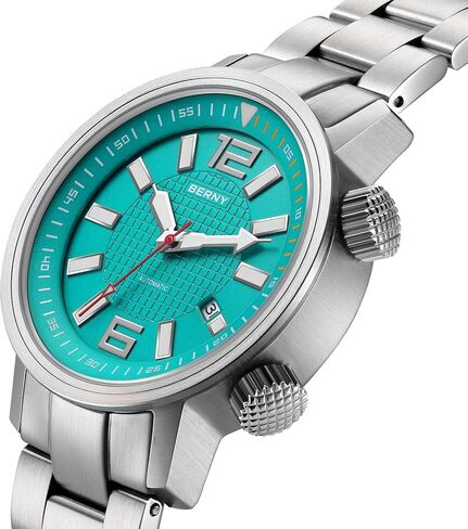 BERNY Automatic Mechanical Dive Watch for Men Self Winding Sport Stainless Steel Strap Wristwatches Waterproof 20ATM Sapphire Glass Scratch Resistant Super Luminous（No Battery Required in Saudi Arabia