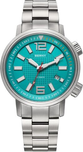 BERNY Automatic Mechanical Dive Watch for Men Self Winding Sport Stainless Steel Strap Wristwatches Waterproof 20ATM Sapphire Glass Scratch Resistant Super Luminous（No Battery Required in Saudi Arabia