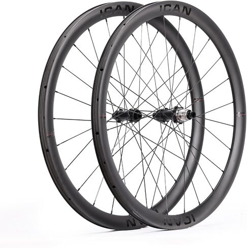 ICAN AERO(Plus) Disc 40mm/50mm 1355g/1382g/1400g/1430g Carbon Road Bike Wheelset 700C Disc Brake 18.35mm/23mm Inner Width Clincher Tubeless Compatible in Saudi Arabia