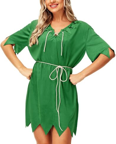 AOBUTE Women Halloween Peter Pan Costume Shiny Tinker Bell Costume Dress Adult Family Cosplay in Kuwait