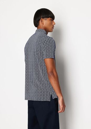 A|X Armani Exchange Men's Regular Fit Cotton Jersey Printed Logo, White Micro, M in Kuwait