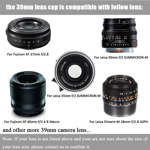 39mm Snap-On Lens Cap for Leica Elmarit-M 28mm f/2.8 ASPH, Fire Rock 39mm Side-Pinched Lens for Fujinon XF 27mm f/2.8 R WR Lens-2Packs in Saudi Arabia