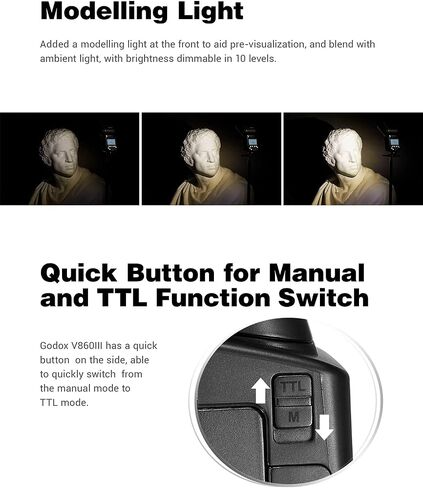 Godox V860III-C TTL 2.4G GN60 HSS Camera Flash with 10-Speed Adjustable Modeling Light, One-Key Switch TTL+2600 mA, Extremely Fast Recovery Lithium Battery Speedlite for Canon (Godox V860III-C) in Saudi Arabia
