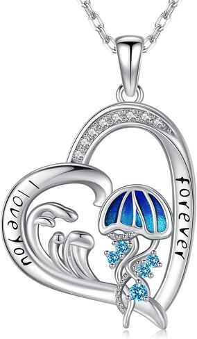 Twoowl Ocean Wave Necklace 925 Sterling Silver Beach Pendant Necklace Beach Jewelry Gifts for Women Girls in Saudi Arabia