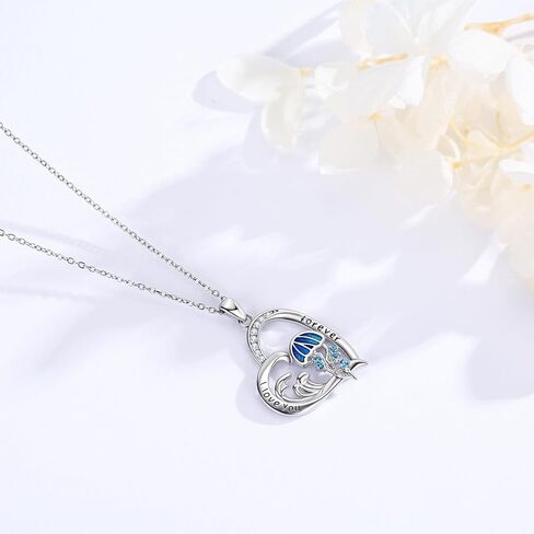 Twoowl Ocean Wave Necklace 925 Sterling Silver Beach Pendant Necklace Beach Jewelry Gifts for Women Girls in Saudi Arabia