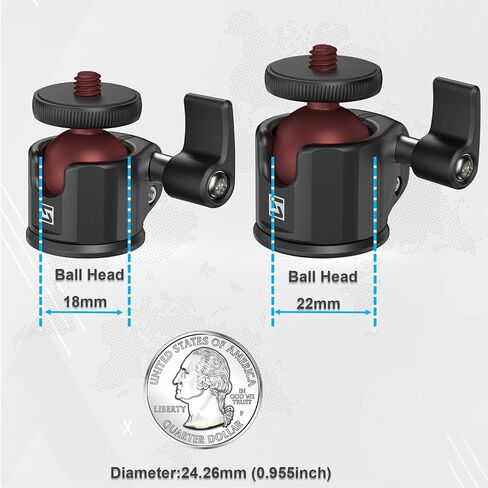 SIOTI Mini Ball Head Mount Adapter, with Hot Shoe Mont, Compatible with Monopod/Digital Card Camera/Microphone/Smart Phone/Action Camera/Flash/LCD (UM22) in Kuwait
