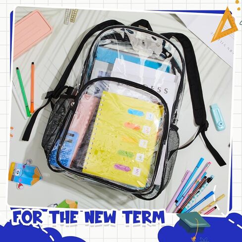 48 Pcs Clear Backpack Heavy Duty Clear Bookbags Clear Backpack Stadium Approved 16 Transparent See Through Backpacks for Stadium, Concert, Sports, Work, School, Security in Kuwait