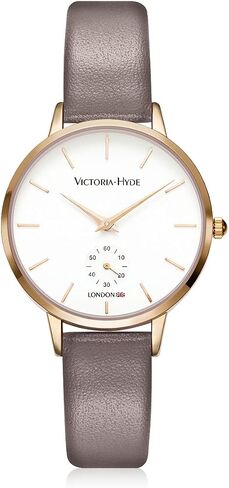 VICTORIA HYDE Quartz Watches for Women Easy Read Genuine Leather Strap Ladies Casual Wristwatch with Second Hand in Kuwait