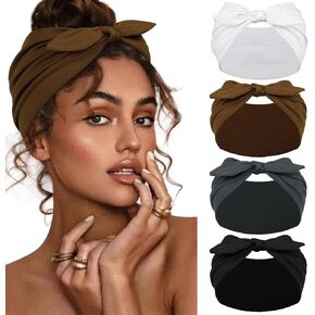 Huachi 6 Packs Bow Headbands for Women 7’’ Extra Wide Bright Pink Head Bands for Women’s Hair Non Slip Headwraps Workout Turban Hair Accessories in Kuwait