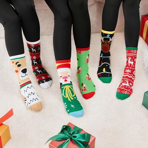 Giggling Getup 6 عبوات من جوارب عيد الميلاد الشتوية للرجال والنساء، جوارب دائرية ناعمة دافئة لعطلة عيد الميلاد، هدية عيد ميلاد in Kuwait