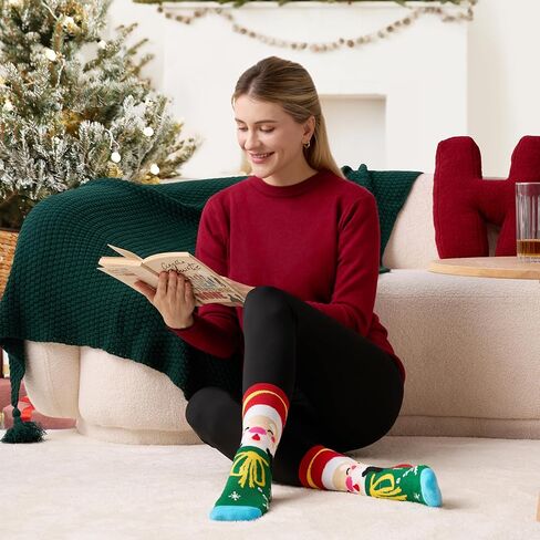 Giggling Getup 6 عبوات من جوارب عيد الميلاد الشتوية للرجال والنساء، جوارب دائرية ناعمة دافئة لعطلة عيد الميلاد، هدية عيد ميلاد in Kuwait