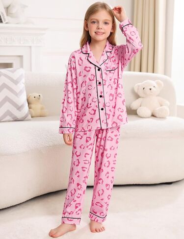 SWOMOG Kids Modal Pajamas Sets Girls Boys كم طويل ملابس خاصة 2 قطعة صالة مجموعات زر أسفل Pjs Set in Saudi Arabia