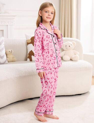 SWOMOG Kids Modal Pajamas Sets Girls Boys كم طويل ملابس خاصة 2 قطعة صالة مجموعات زر أسفل Pjs Set in Saudi Arabia