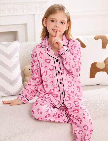 SWOMOG Kids Modal Pajamas Sets Girls Boys كم طويل ملابس خاصة 2 قطعة صالة مجموعات زر أسفل Pjs Set in Saudi Arabia