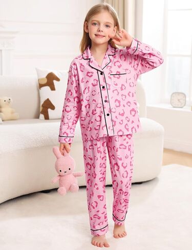 SWOMOG Kids Modal Pajamas Sets Girls Boys كم طويل ملابس خاصة 2 قطعة صالة مجموعات زر أسفل Pjs Set in Saudi Arabia