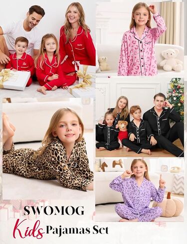 SWOMOG Kids Modal Pajamas Sets Girls Boys كم طويل ملابس خاصة 2 قطعة صالة مجموعات زر أسفل Pjs Set in Saudi Arabia