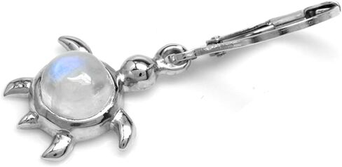 Silvershake Cabochon Gemstone White Gold Plated 925 Sterling Silver Stylish Turtle Dangle Leverback Earrings Jewelry in Saudi Arabia