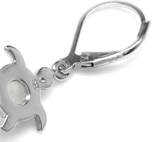 Silvershake Cabochon Gemstone White Gold Plated 925 Sterling Silver Stylish Turtle Dangle Leverback Earrings Jewelry in Saudi Arabia