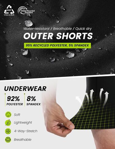 Nepest Men’s 4D Padded Mountain Bike Shorts MTB Cycling Biking Bicycle Riding Shorts with Zipper Pockets in Kuwait