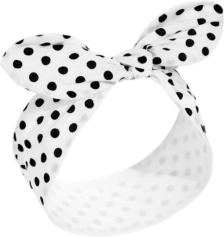 Costume Headband White Polka Dot Bandana Headband Wire Headband Halloween Dress up Retro Hairband Headwrap Hair Accessories for Women and Girls(Black,Small Dots) in Saudi Arabia