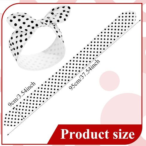 Costume Headband White Polka Dot Bandana Headband Wire Headband Halloween Dress up Retro Hairband Headwrap Hair Accessories for Women and Girls(Black,Small Dots) in Saudi Arabia