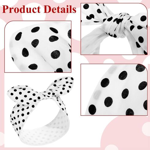 Costume Headband White Polka Dot Bandana Headband Wire Headband Halloween Dress up Retro Hairband Headwrap Hair Accessories for Women and Girls(Black,Small Dots) in Saudi Arabia