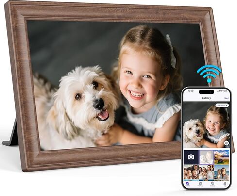 MaxAngel 10.1 Inch Digital Photo Frame WiFi Electronic Picture Frame HD IPS Touch Screen 16GB Storage Smart Digital Photo Frame Slideshow Auto-Rotate Share Moments Instantly in Kuwait