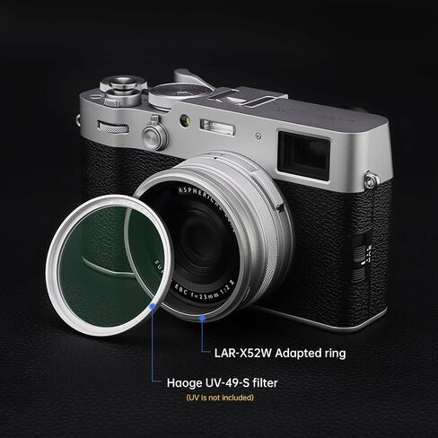 Haoge Lens Filter Adapter Ring for Fujifilm Fuji FinePix X100V Camera fit 49mm UV CPL ND Filter Lens Cap Replace Fujifilm AR-X100 Silver in Saudi Arabia