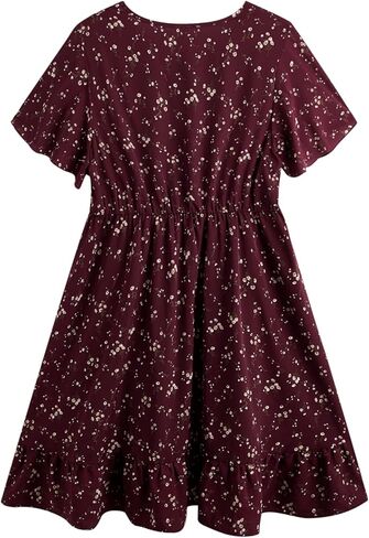 Floerns Women's Plus Size Boho Floral Wrap V Neck Short Sleeve A Line Dress in Saudi Arabia
